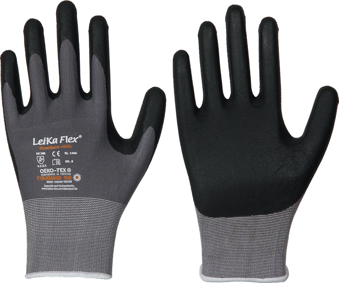 Handschuhe LeiKaFlex 1466 Gr.9 grau EN420+EN388 PSA II LEIPOLD