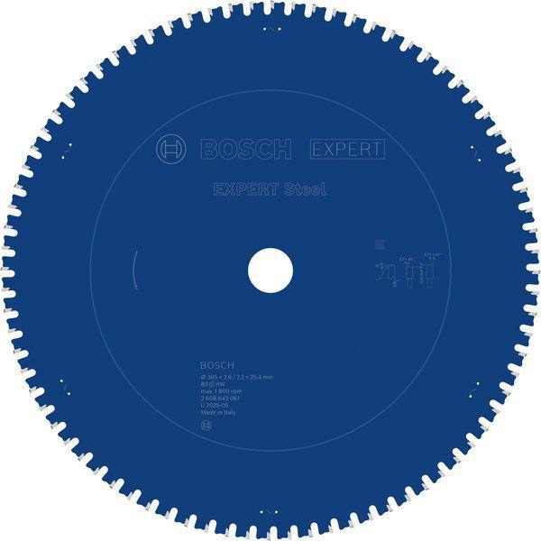 Kreissägeblatt EXPERT Steel AD 305mm Z.80 HLTCG (Ch) Bohr.25,4mm Schnitt-B.2,6mm