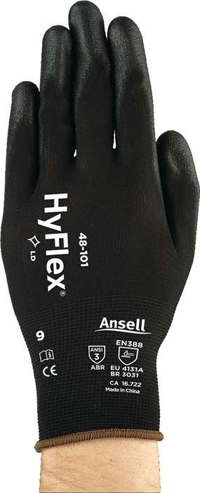 Handschuhe HyFlex® 48-101 Gr.8 schwarz EN 388 PSA II Nyl.m.PU ANSELL