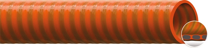 Kunststoff-Saugschlauch QUADRIFLEX ID 51,0mm Orange AD 60,0mm 4,5mm L.50m
