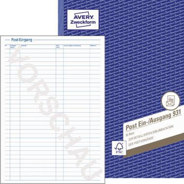 Avery Zweckform PosteinAusgang Formularbuch 931 DIN A4 50Bl.