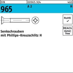 Senkschraube DIN 965 PH M4x 20-H A 2 1000 Stück