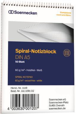 Soennecken Notizblock 1119 DIN A5 60g kariert 50Blatt weiß