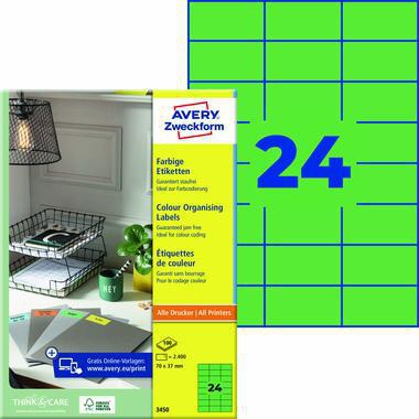 Avery Zweckform Universaletikett 3450 70x37mm grün 2.400 St./Pack.