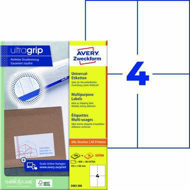 Avery Zweckform Etikett 3483-200 105x148mm weiß 880 St./Pack.