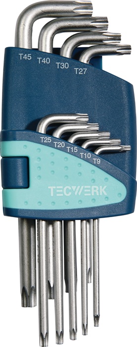 Winkelschraubendrehersatz 9-tlg.T9-T45 Ku.-Halter TECWERK