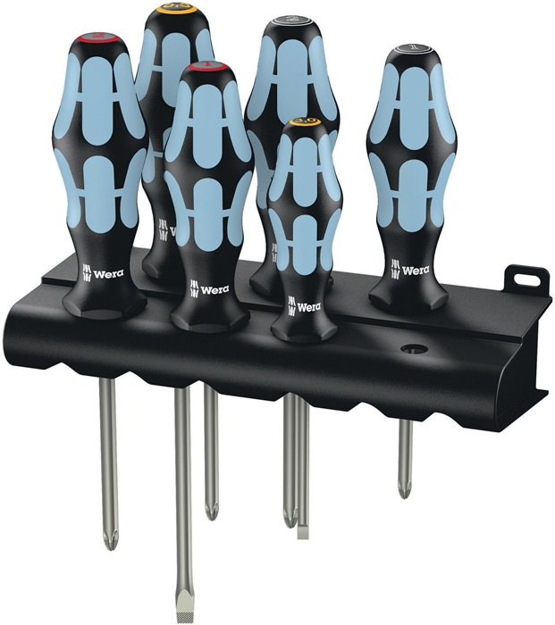 Edelstahlschraubendrehersatz 2224/3350/3355/6 6-tlg.Schlitz/PH/PZD Rundkl.2K
