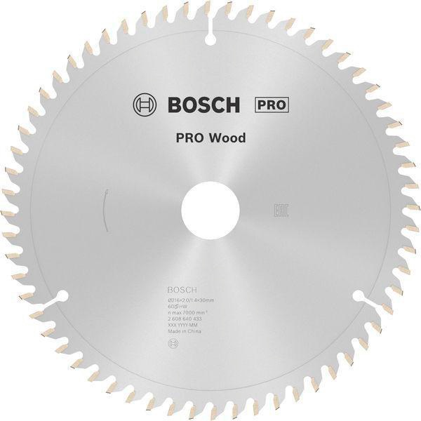 Kreissägeblatt PRO Wood AD 216mm Z.60 WZ/N Bohr.30mm Schnitt-B.2,0mm HM BOSCH