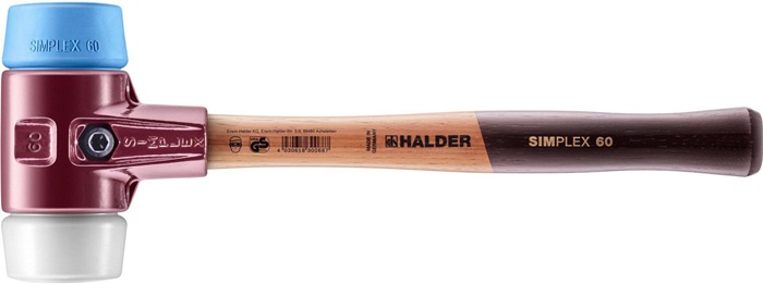 Schonhammer SIMPLEX L.405mm Kopf-D.60mm weich/mittelh.HO TPE-soft blau/Superpl.