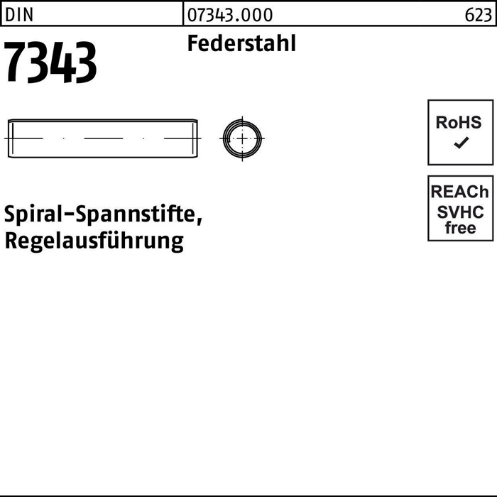 Spiralspannstift DIN 7343 4x 10 Federstahl Regelausf. 500 Stück