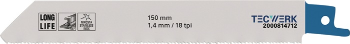 Säbelsägeblatt L.150mm B.19mm TPI 18 1,4mm 5 St./Karte TW