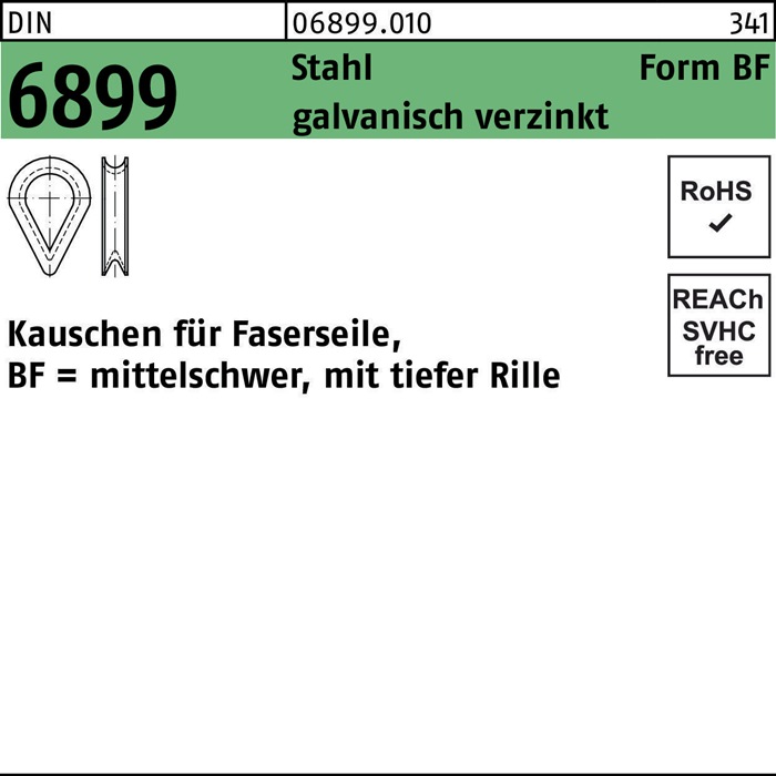 Kauschen DIN 6899 BF 6/RW 7 Stahl galv.verz. 100 Stück