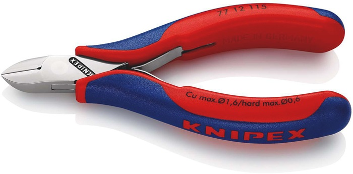 Elektronikseitenschneider L.115mm Form 1 Facette ja 2K-Hülle spiegelpol.KNIPEX