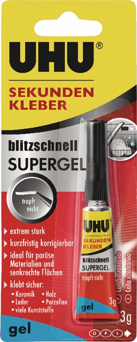 Sekundenkleber blitzschnell SUPERGEL 3g farblos Tube UHU