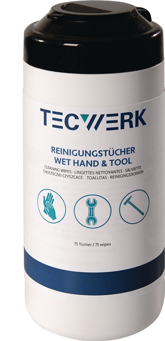 Handreinigungstuch Wet Hand & Tool gebrauchsfertig 75 Tücher/Box TECWERK