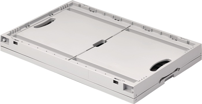 Faltbox L600xB400xH323mm Inh.67l hellgrau o.Deckel PP Durchfassgriffe