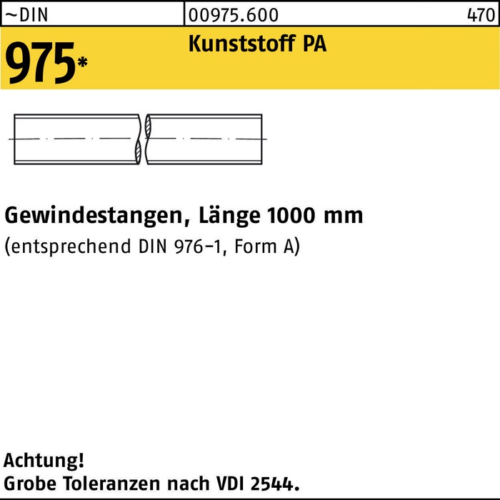 Gewindestange DIN 975 M6x 1000mm Polyamid 1 Stück