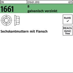 Sechskantmutter EN 1661 Flansch M5 8 galv.verz. 1000 Stück