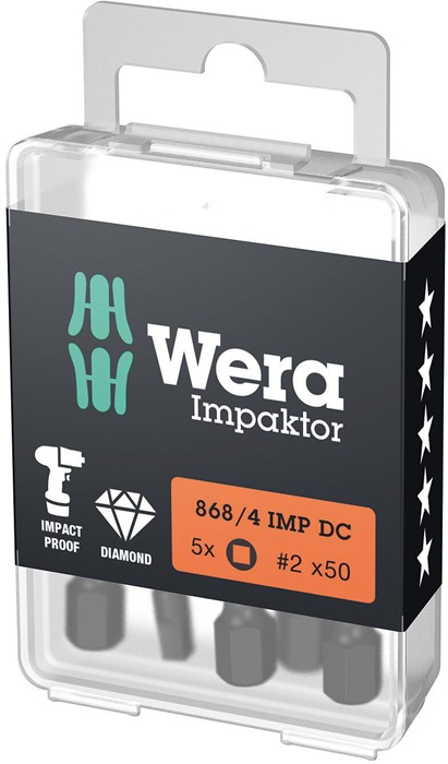 Bit 868/4IMP DC DIN3126-D6,3/ISO1173 4-KT.2 L.50mm diamantbeschichtet CV-Mo Wera