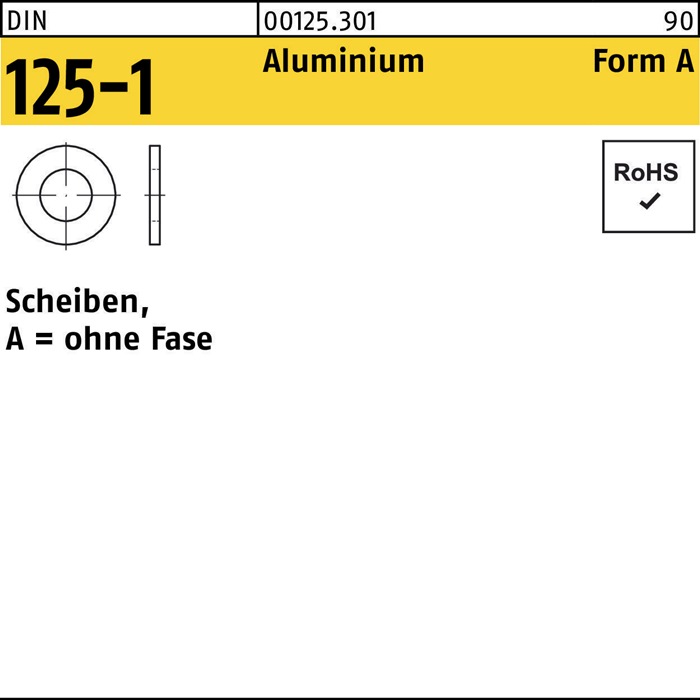 Unterlegscheibe DIN 125-1 A 10,5x20x2 Aluminium 100 Stück