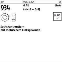 Sechskantmutter DIN 934 links M12 -LH 6 Automatenstahl 100 Stück