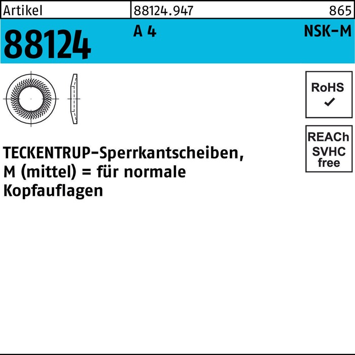 Sperrkantscheibe R 88124 NSK-M 10 A 4 500 Stück TECKENTRUP