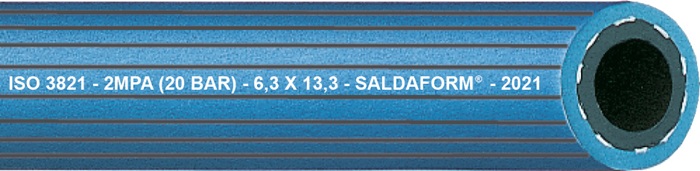 Sauerstoffschl.SALDAFORM®/BLAU ID8,0mm Wandst.3,5mm gerieft AD15,0mm L.50m