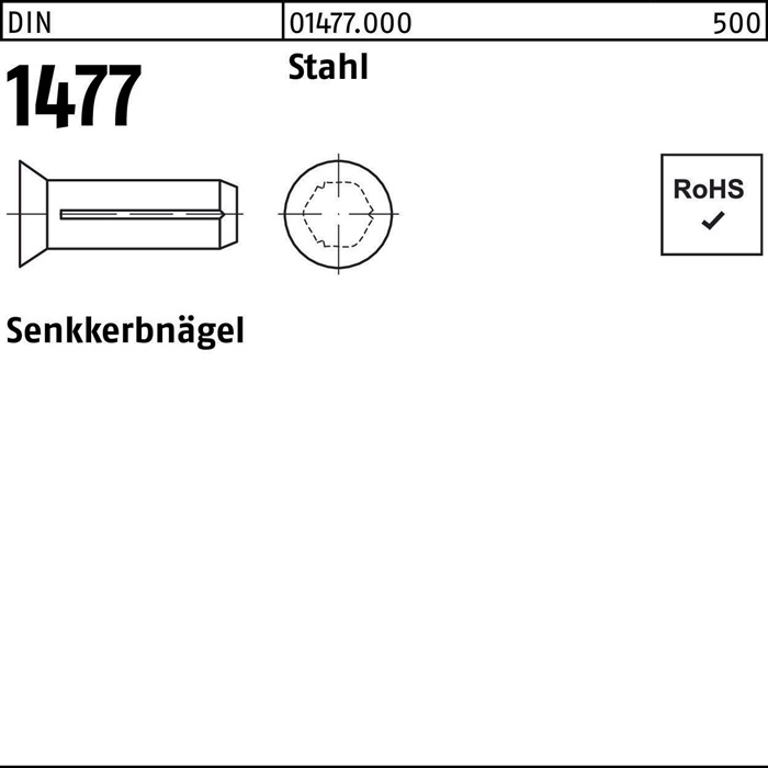 Senkkerbnagel DIN 1477 4x 15 Stahl 500 Stück