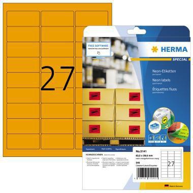 HERMA Etikett 5141 63,5x29,6mm neonorange 540 St./Pack.