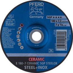 Schruppscheibe CERAMIC SGP STEELOX D180xS7mm gekr.STA Bohr.22,23mm PFERD