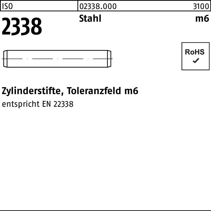 Zylinderstift ISO 2338 5 m6x 50 Stahl 500 Stück