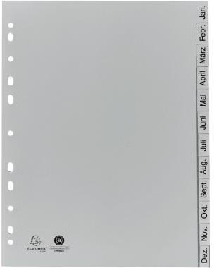 Exacompta Register 1812B DIN 4A 12tlg Jan-Dez PP grau