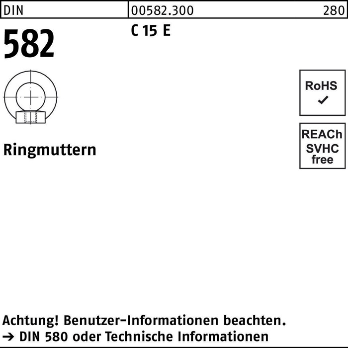 Ringmutter DIN 582 M 30 C 15 E Ohne Oberflächenangabe 5 Stück