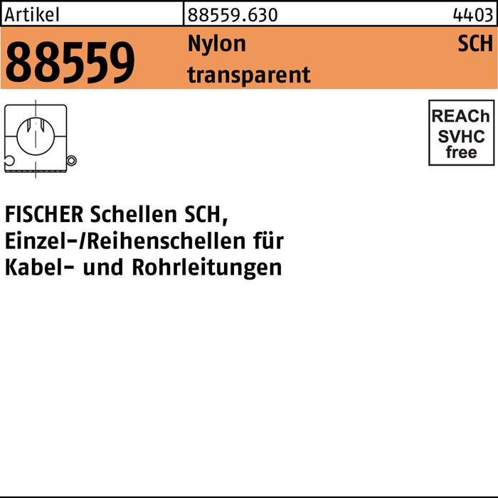 Schelle R 88558 SCH 1216 Nylon weiß/transparent 50 Stück FISCHER