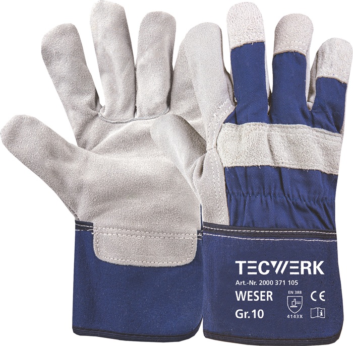 Handschuhe Weser Gr.10 blau EN 388 PSA II TECWERK
