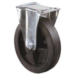 Bockrolle D.200mm Trgf.300kg Elastikgummi Platte L135xB110mm BS ROLLEN