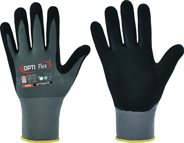 Handschuh OPTIMATE Gr.9 grau/schwarz EN 420/EN 388 PSA II OPTIFLEX