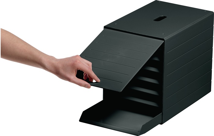 Schubladenbox 7 Schubl.m.versenkbarer Frontklappe anth.H322xB250xT365mm DURABLE