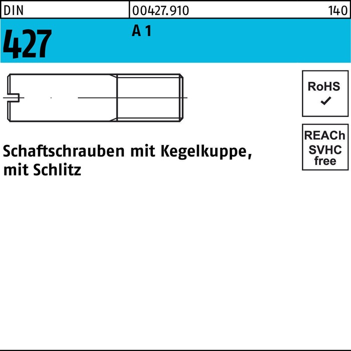 Schaftschraube DIN 427 m.Kegelkuppe/Schlitz M5x 16 A1 100 Stück