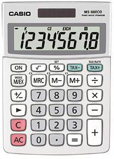 CASIO Tischrechner MS-88ECO-W-EH 10x14cm 8stellig silbergrau