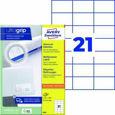 Avery Zweckform Universaletikett 3652 70x42,3mm weiß 2.100 St./Pack.