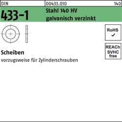 Scheibe DIN 433-1 5,3x 9x1 Stahl 140 HV galv.verz. 500 Stück