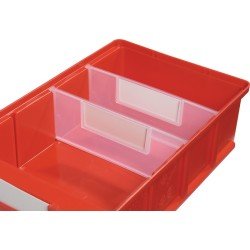 Trennw.f.Regalkasten B.230mm PP transparent,geschl.1 BT=25 ST.LA-KA-PE