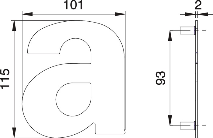 Hausnummer Buchstabe a VA ma 115mm B.101mm EDI