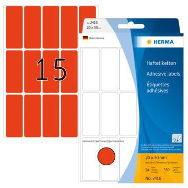 HERMA Vielzwecketikett 2416 20x50mm leuchtrot 360 St./Pack.
