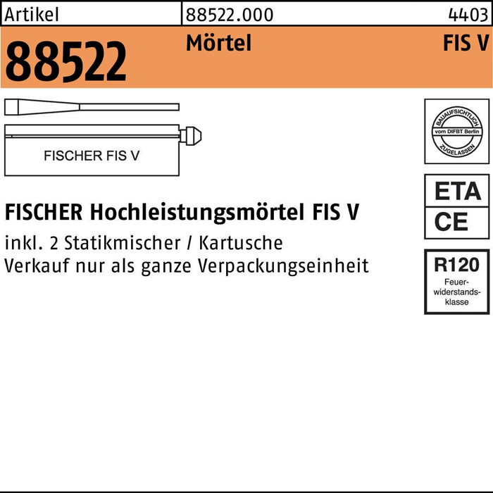 Mörtel R 88522 FIS V 300 T Kunstharz 12 Stück