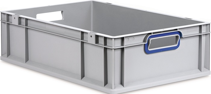 Transportstapelbehälter L600xB400xH170mm grau PP offener Griff blau