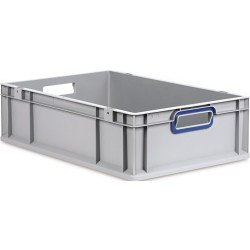 Transportstapelbehälter L600xB400xH170mm grau PP offener Griff blau