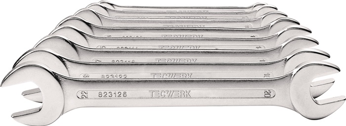 Doppelmaulschlüsselsatz 10-tlg.SW6-27mm CV-Stahl verchr.TECWERK
