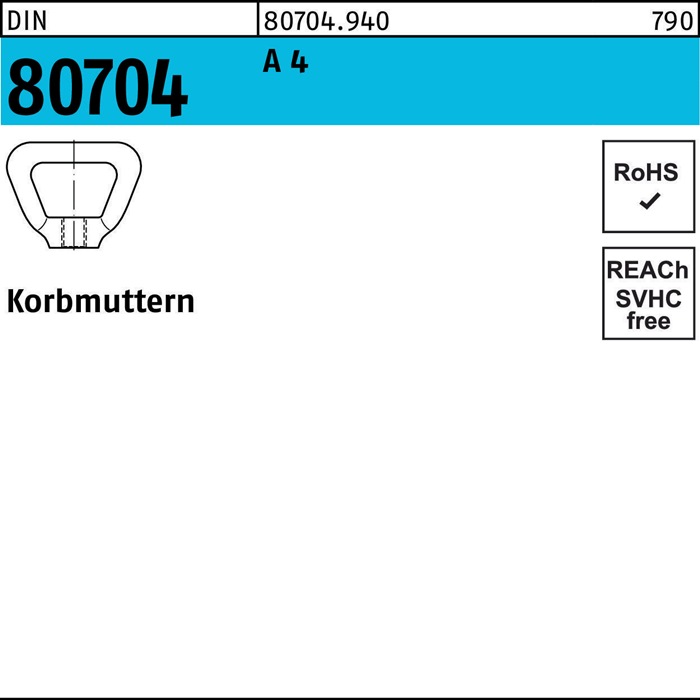 Korbmutter DIN 80704 M8 A 4 1 Stück